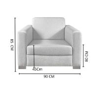 Poltrona Basic Linho Cinza Com Pés Madeira - 3