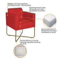 Poltrona Decorativa Andréia Base X Dourada Sintético Cor Vermelho - 3