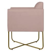 Poltrona Decorativa Andréia Base X Dourada Linho Cor Rosê - 2