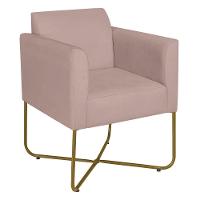 Poltrona Decorativa Andréia Base X Dourada Linho Cor Rosê - 3