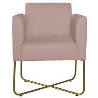 Poltrona Decorativa Andréia Base X Dourada Linho Cor Rosê