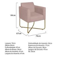 Poltrona Decorativa Andréia Base X Dourada Linho Cor Rosê - 5
