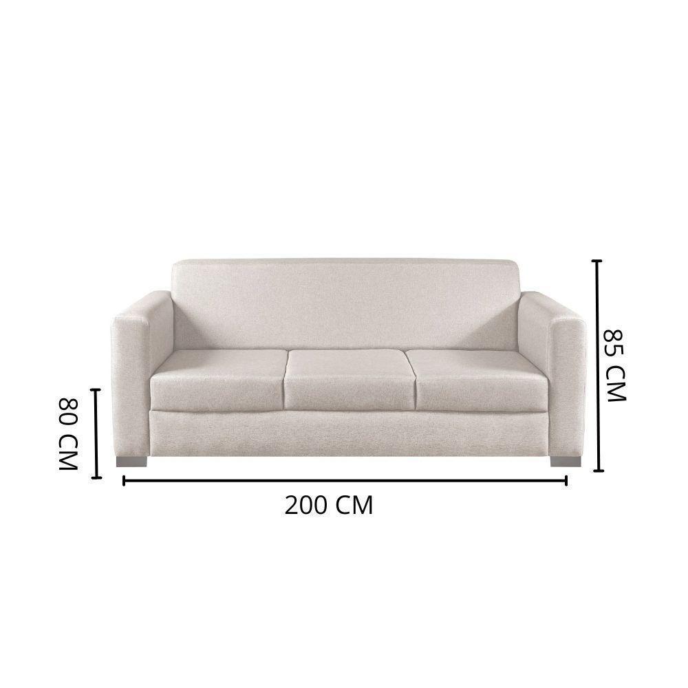 Sofá Basic 3 Lugares Couro Preto 2,00 M - 4