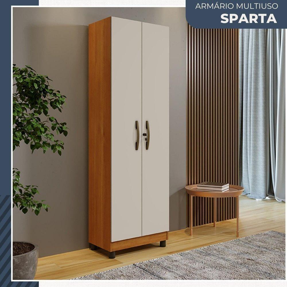 Armário Multiuso Sparta 2 Portas Com Chave Benetil Cinamomo Off White - 4