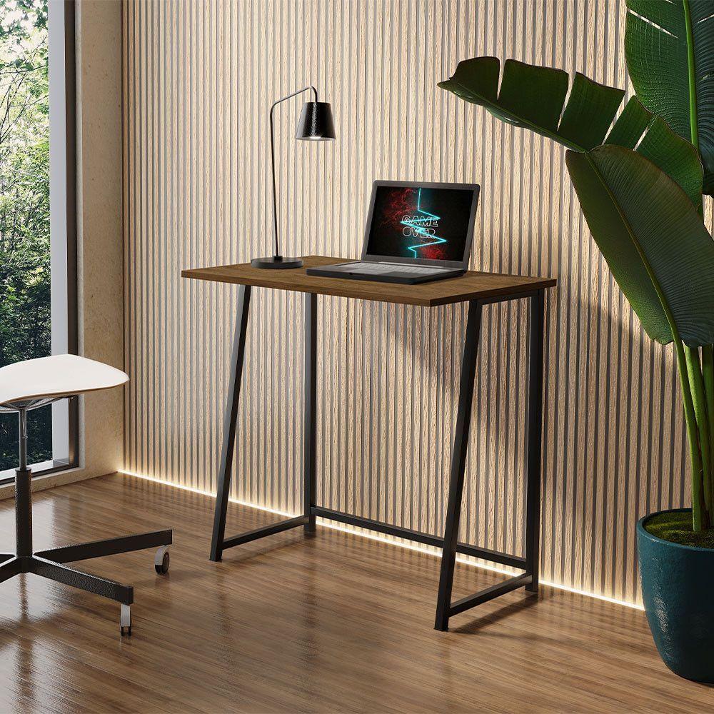 Escrivaninha Mesa Dobravel Office E Estudo Jade Klm Store Imbuia- Preto - 1