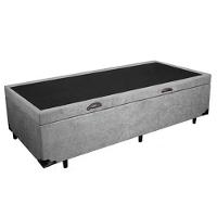 Cama Box Baú Solteiro Suede Sereneprime Cinza 88x188x44. - 2