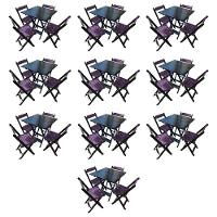 Kit 10 Mesas De Madeira Dobrável Preto 70x70 Com 4 Cadeiras Dobráveis Roxo - Roxo - 1