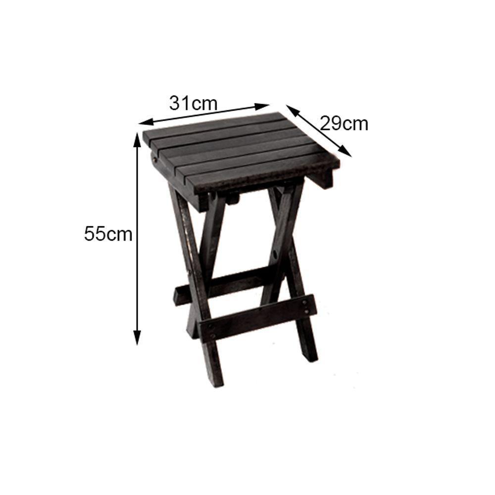 Conjunto Restaurante De Mesa Dobravel 60cm Redondo Com 4 Banquinhos Dobraveis Preto - Preto - 5