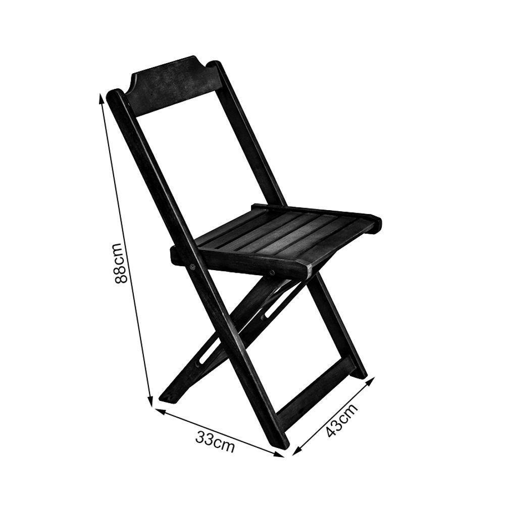 Conjunto De Mesa Dobravel Para Restaurante De Madeira 90x90 Com 4 Cadeiras Preto - Preto - 4