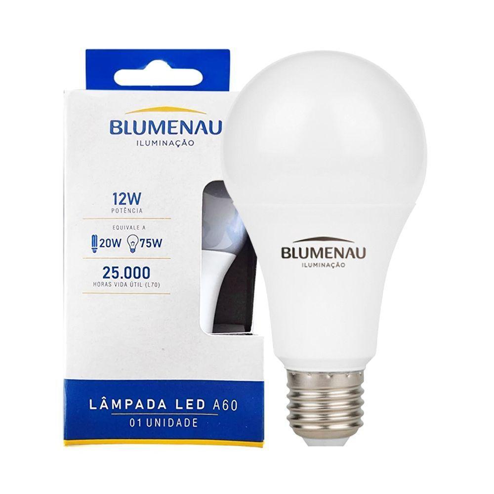 Lâmpada Led Bulbo A60 12w Blumenau E27 Bivolt 3000k Luz Quente - 1