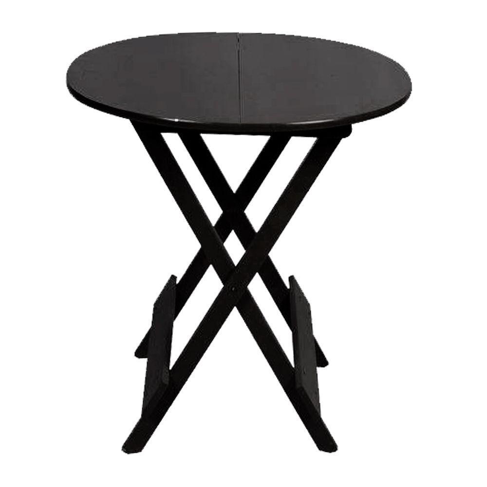 Conjunto Premium De Mesa Dobravel De Madeira 70cm Redondo Com 4 Cadeiras Preto - Preto - 5