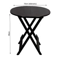 Conjunto Premium De Mesa Dobravel De Madeira 70cm Redondo Com 4 Cadeiras Preto - Preto - 3