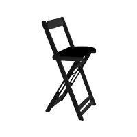 Jogo Bistro De Madeira Dobravel Redondo 55cm Diametro Com 2 Cadeiras Preto Estofado Preto - Preto - 2