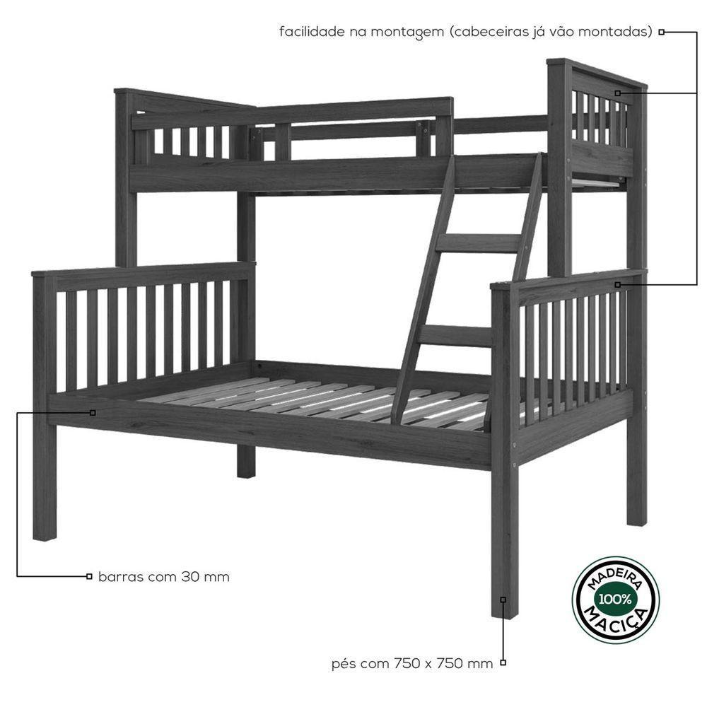 Beliche Com Cama De Casal Castanho Escuro Madeira Pinus - Saraiva - 2