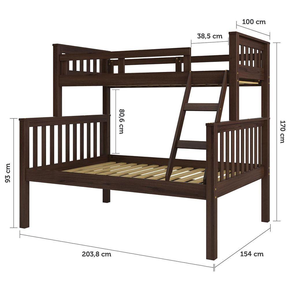 Beliche Com Cama De Casal Castanho Escuro Madeira Pinus - Saraiva - 3