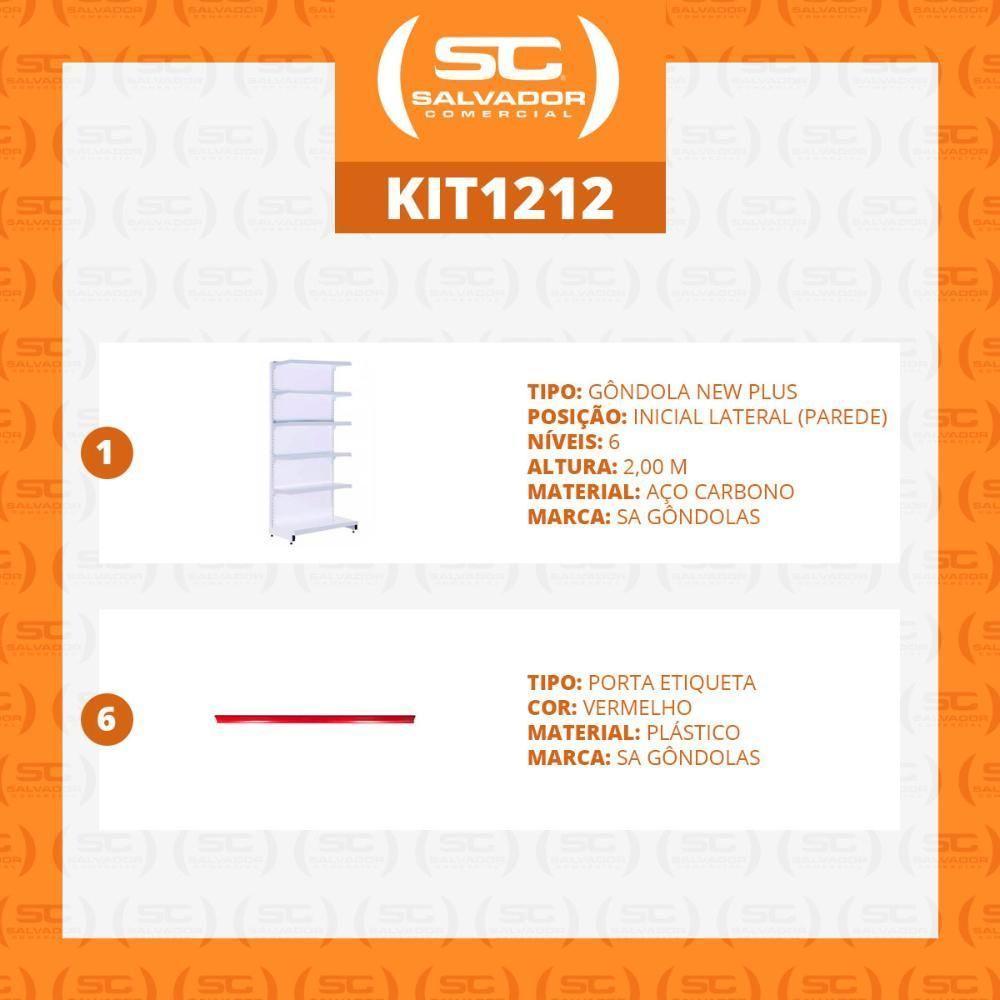 Gôndola Prateleira Supermercado 6 Níveis 40x30 New Plus 2,00m Parede Inicial Vermelho Sa Gôndolas - 3