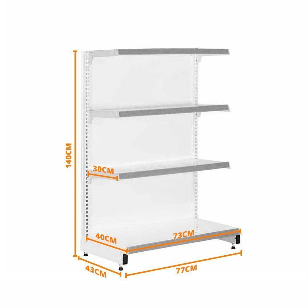 Gôndola Prateleira Supermercado 4 Níveis 40x30 New Plus 1,40m Ponta Verde - Sa Gôndolas - 4