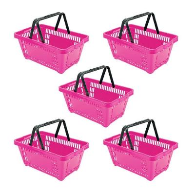 Kit 5 Cestos de Compras Plástico D100 Cód. 3400 Rosa Della Plast