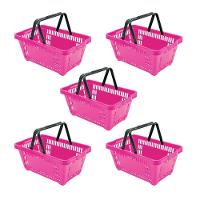 Kit - 5 Cestos Compras Plástica D100 Cód. 3400 Rosa - Della Plast - 1