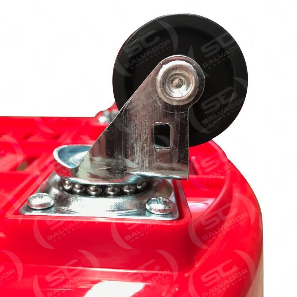 Kit - 10 Cestos Grande Com Rodízio D300 Cód. 3300 Vermelho - Della Plast - 6