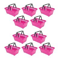 Kit - 10 Cestos Compras Plástica D100 Cód. 3400 Rosa - Della Plast - 1