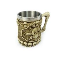 Caneca Caveira X Com Alça 400ml Copo Em Metal E Resina
