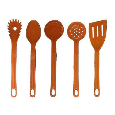Jogo Conjunto De Talheres Nylon Utensílios Laranja 5 Peças