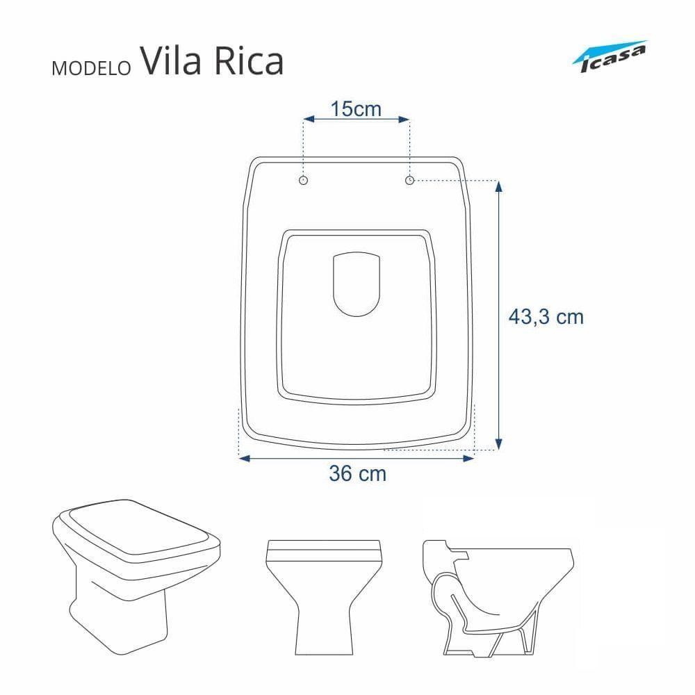 Tampa Vaso Sanitário Vila Rica Branco para Bacia Icasa - 3