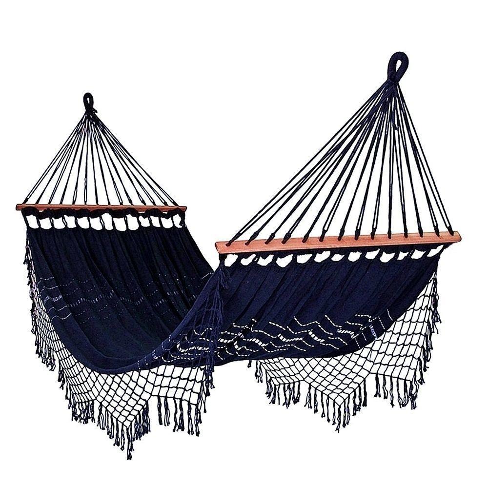 Rede Grande De Dormir Americana Com Madeira Cor:Azul Marinho - 1