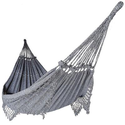 Rede De Dormir Casal Balanço De Algodão Reforçada Cinza Mesclado