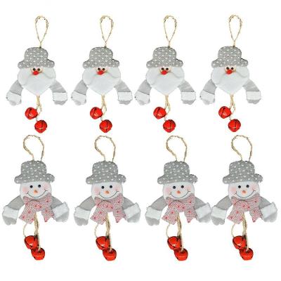 Kit 8 Pelúcias Pendente Guizo Papai Noel E Boneco De Neve Cinza Prime 17cm - Master Christmas