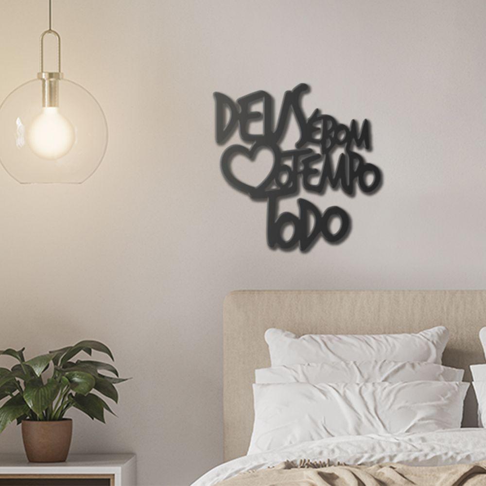 Deus É Bom O Tempo Todo Frase Palavra De Parede Mdf 3D 39Cm - 4
