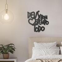 Deus É Bom O Tempo Todo Frase Palavra De Parede Mdf 3D 39Cm