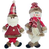 Kit 12 Enfeites Boneco De Neve E Papai Noel Natal Em Tecido 30cm - 1