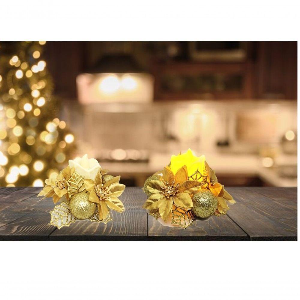 Kit 3 Porta Velas Bico De Papagaio Com Vela Eletrônica Led - 3