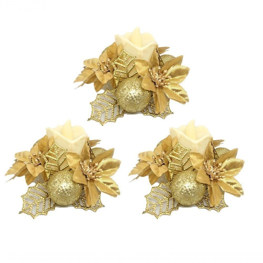 Kit 3 Porta Velas Natal Bico De Papagaio Vela Eletrônica Led - 1