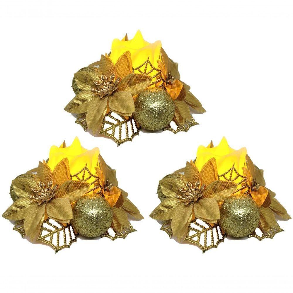 Kit 3 Porta Velas Natal Bico De Papagaio Vela Eletrônica Led - 2
