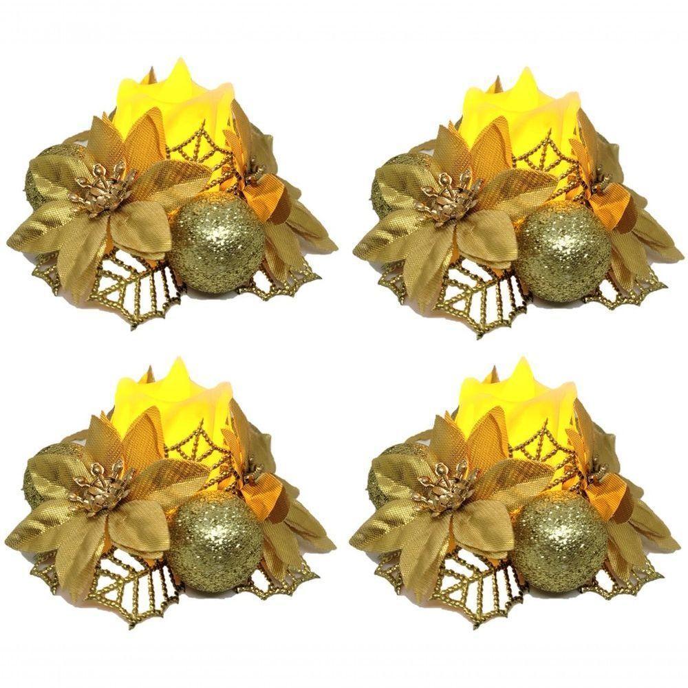 Kit 4 Porta Velas Bico De Papagaio Com Vela Eletrônica - 2