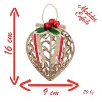 Conjunto 12 Peças Decoração Enfeite Bola Coração árvore Natal Dourada Glitter Natalina 11,5cm - 3