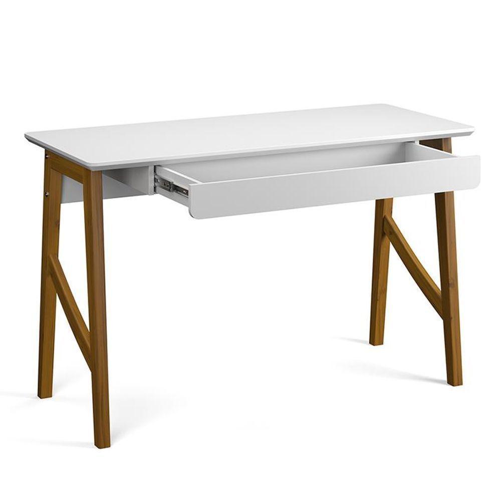 Conjunto De Escrivaninha Com 1 Gaveta E Livreiro Taurus Branco Branco - 6