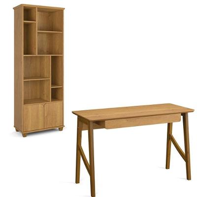 Conjunto De Escrivaninha Com 1 Gaveta E Livreiro Taurus Cinamomo Cinamomo