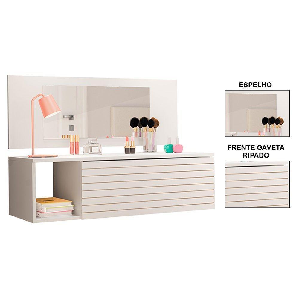 Penteadeira Suspensa Com Painel E Espelho Joy Branco - 3