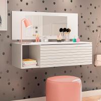 Penteadeira Suspensa Com Painel E Espelho Joy Branco - 7