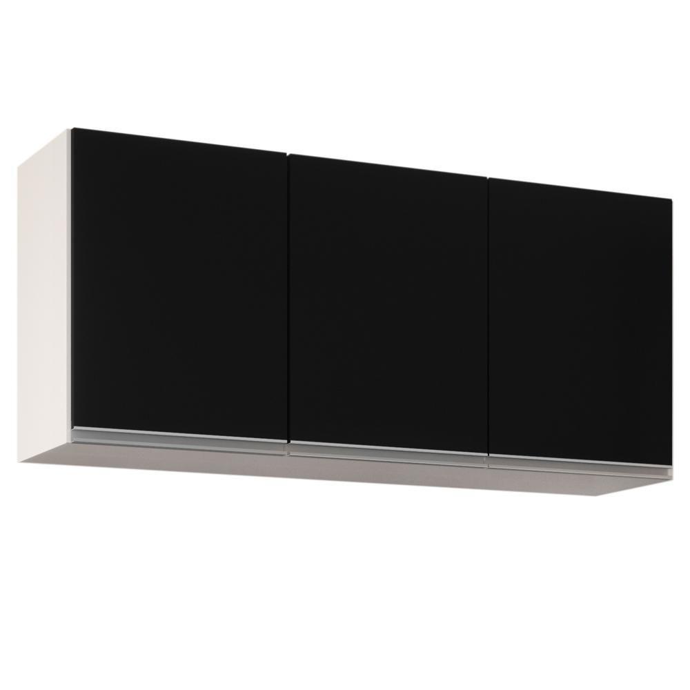 Armário Aéreo 120cm 3 Portas Virgínia Branco/preto - 1