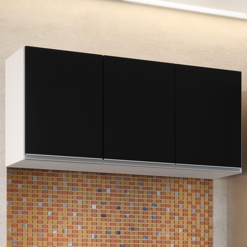 Armário Aéreo 120cm 3 Portas Virgínia Branco/preto - 5