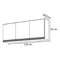 Armário Aéreo 120cm 3 Portas Virgínia Branco/preto - 3