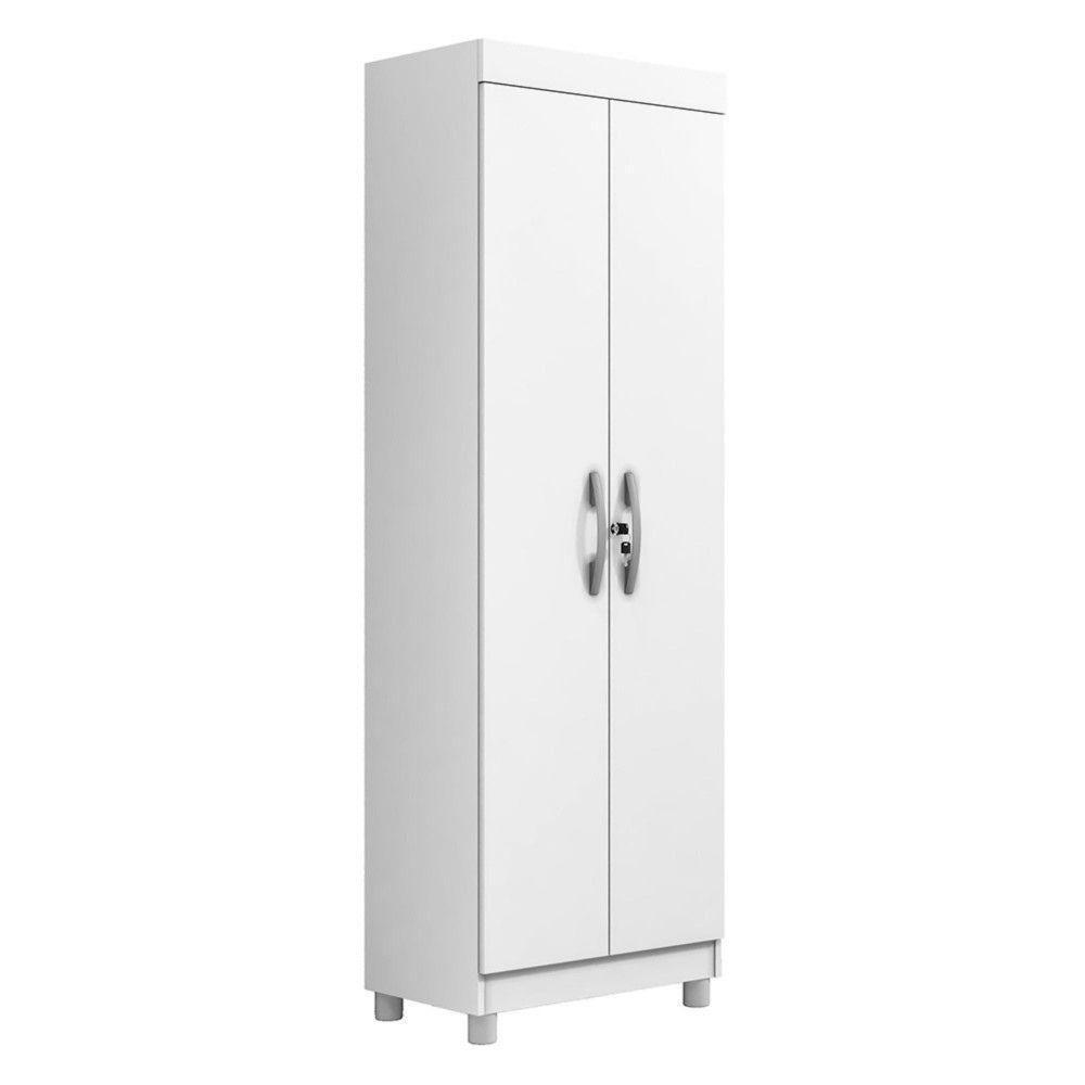 Armário Multiuso Roma 2 Portas 5 Prateleiras Com Chave Benetil Branco - 1