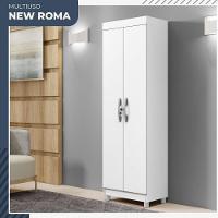 Armário Multiuso Roma 2 Portas 5 Prateleiras Com Chave Benetil Branco - 2