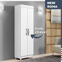 Armário Multiuso Roma 2 Portas 5 Prateleiras Com Chave Benetil Branco - 3