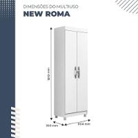 Armário Multiuso Roma 2 Portas 5 Prateleiras Com Chave Benetil Branco - 5